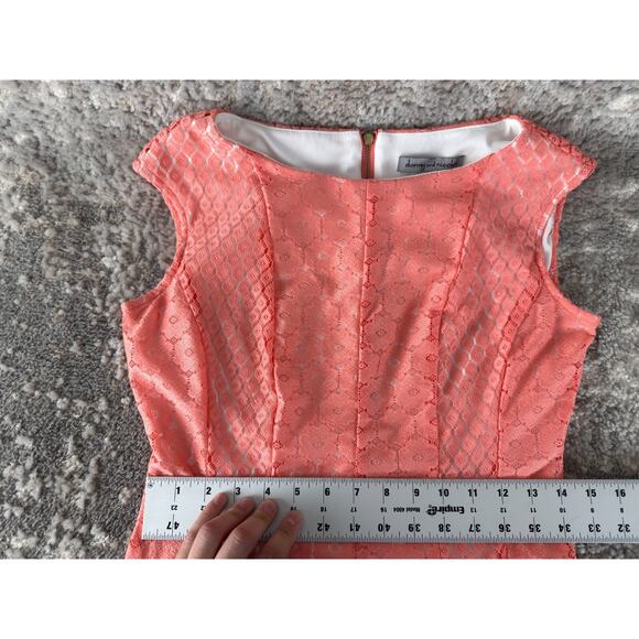 Danny Nicole Size 6 Geometric Lace Mini Fit Flared Dress Pink Sleeveless Lined - Picture 6 of 11